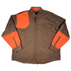 Vintage Allen Shooting Shirt 3XL Brown Blaze Orange Hunting Field 100% Cotton